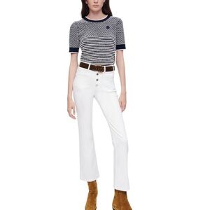 Maje White Slight Flare Leg Double Patch Pockets Button Fly Mid-rise Jean 42(XL)